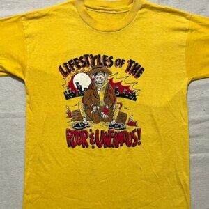 Funny Lifestyles Of The Poor & Unfamous Graphic Tee Yellow Satirical Shirt